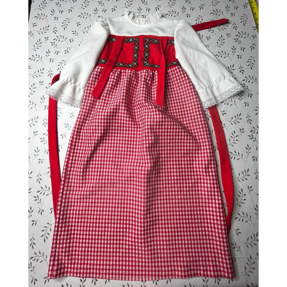 traditional red-and-white gingham child's dirndl dress vintage 80s rare  2T-4T?
